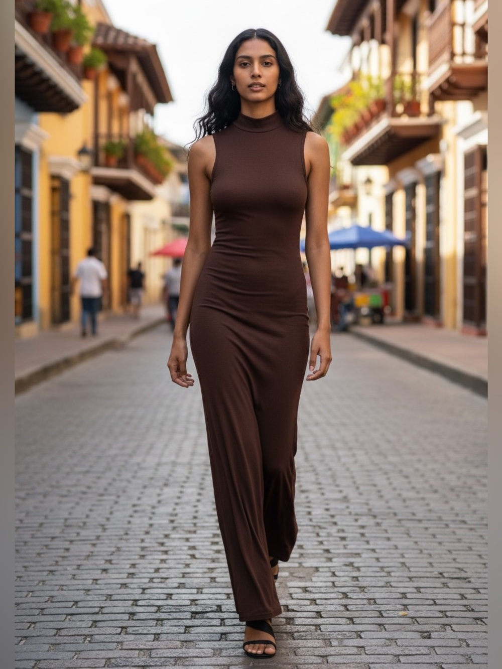 Naked Wardrobe Sleeveless Mock Neck Bodycon Maxi Dress Size S